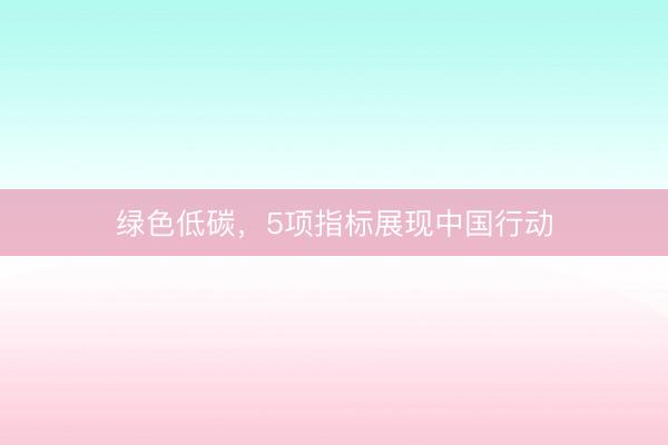 绿色低碳，5项指标展现中国行动