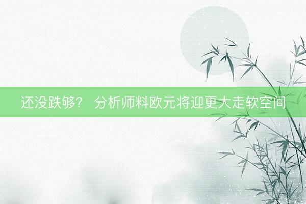 还没跌够？ 分析师料欧元将迎更大走软空间