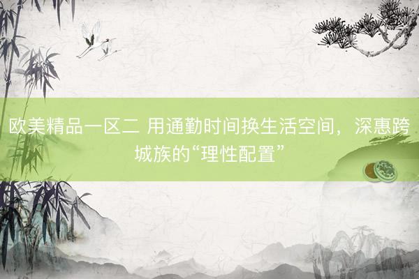 欧美精品一区二 用通勤时间换生活空间，深惠跨城族的“理性配置”