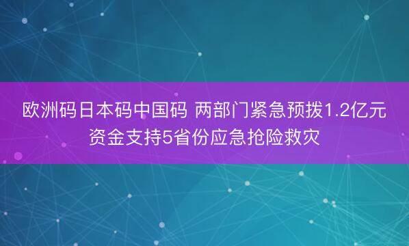 欧洲码日本码中国码 两部门紧急预拨1.2亿元资金支持5省份应急抢险救灾