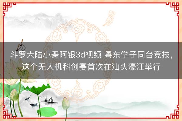 斗罗大陆小舞阿银3d视频 粤东学子同台竞技，这个无人机科创赛首次在汕头濠江举行