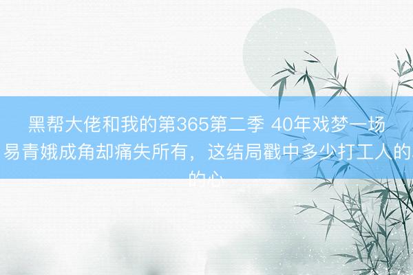 黑帮大佬和我的第365第二季 40年戏梦一场！易青娥成角却痛失所有，这结局戳中多少打工人的心