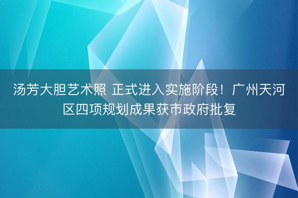 汤芳大胆艺术照 正式进入实施阶段！广州天河区四项规划成果获市政府批复