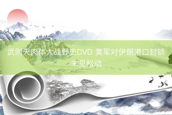 武则天肉体大战野史DVD 美军对伊朗港口封锁未见松动
