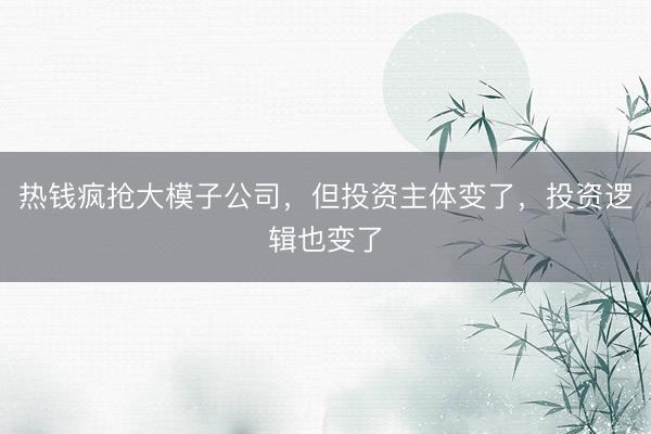 热钱疯抢大模子公司，但投资主体变了，投资逻辑也变了