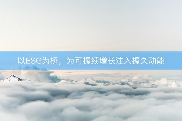 以ESG为桥，为可握续增长注入握久动能