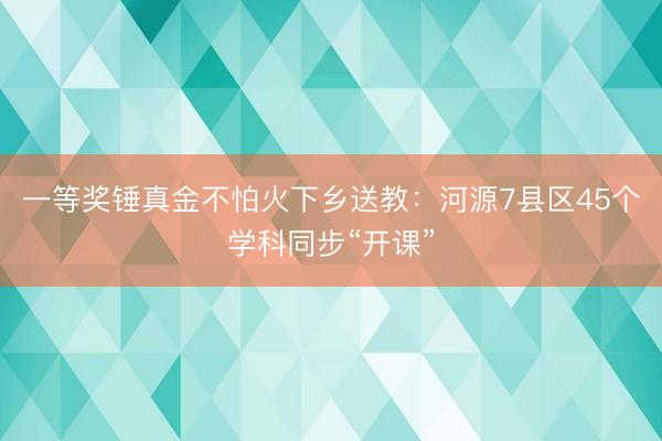 一等奖锤真金不怕火下乡送教：河源7县区45个学科同步“开课”