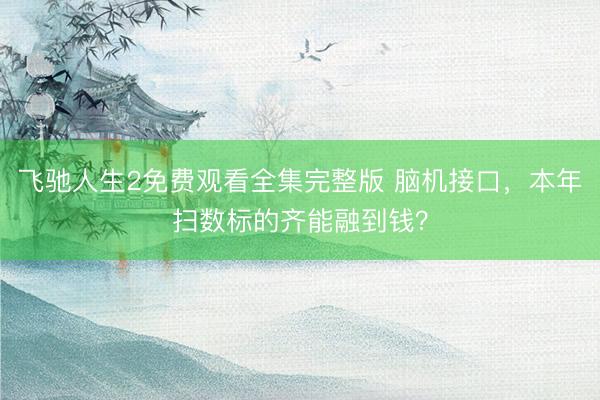 飞驰人生2免费观看全集完整版 脑机接口，本年扫数标的齐能融到钱？