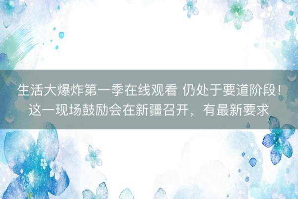 生活大爆炸第一季在线观看 仍处于要道阶段！这一现场鼓励会在新疆召开，有最新要求