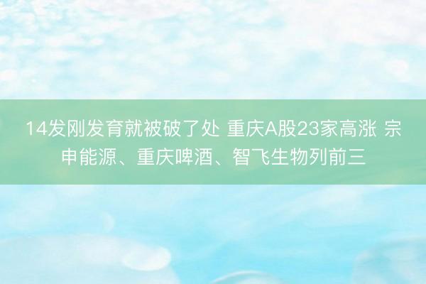 14发刚发育就被破了处 重庆A股23家高涨 宗申能源、重庆啤酒、智飞生物列前三