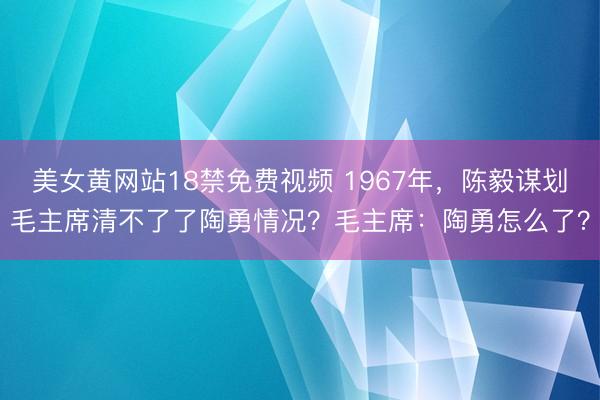 美女黄网站18禁免费视频 1967年，陈毅谋划毛主席清不了了陶勇情况？毛主席：陶勇怎么了？