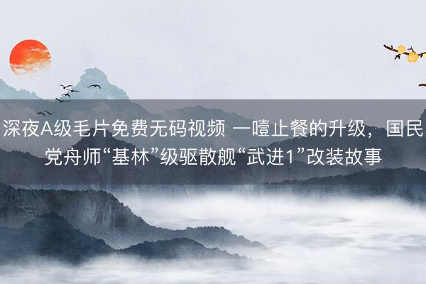 深夜A级毛片免费无码视频 一噎止餐的升级，国民党舟师“基林”级驱散舰“武进1”改装故事