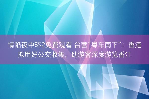 情陷夜中环2免费观看 合营“粤车南下”:香港拟用好公交收集,助游客深度游览香江
