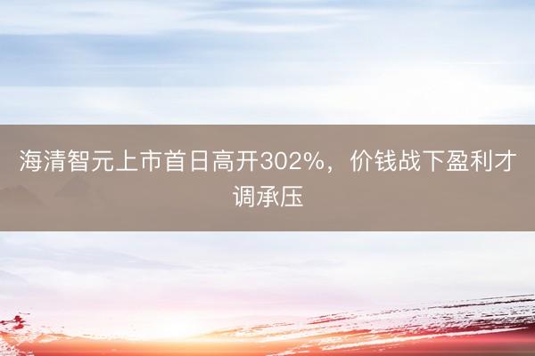 海清智元上市首日高开302%，价钱战下盈利才调承压